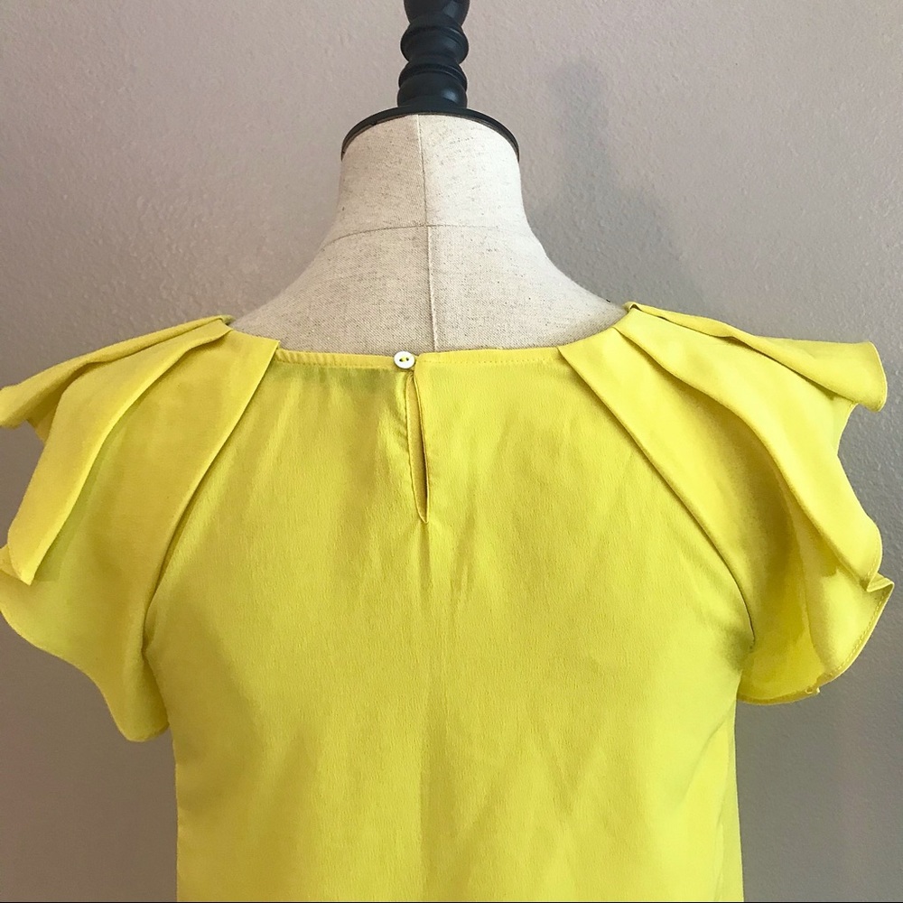 Zara Yellow Ruffle Sleeved Blouse - Picture 6 of 10